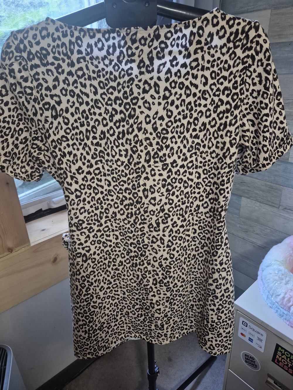 Sézane Pippa Short Leopard Print Tie-Waist Mini Dress XXL Organic Cotton - Picture 3 of 5